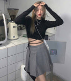 Long Sleeve Solid Pattern Crop Top