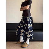 Vintage FlowerDaisy Print Loose Fit Jorts