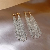 French Romantic Silver Tassel Metal Earring