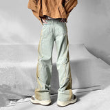 Streetwear Washed Blue Baggy Stack Jeans