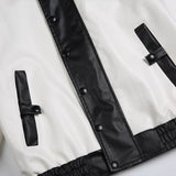 Oversized Color Block Leather Varsity Jacket