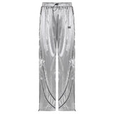 Vintage Silver Metallic Parachute Leather Pants