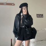 Women Vintage Brown Zipper Leather Jacket