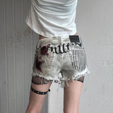 Vintage Grunge Aesthetic Low Rise Denim Shorts