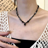 Vintage Korean Black Cross Beads Necklaces