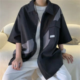 Versatile Japanese Casual Contrast Color Shirt