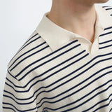 Men's Comfort Luxury Knitted Striped Polo T-Shirt