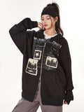 Y2K Retro Patches Letter Print Hoodie