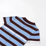 Durable Striped Knitted Short Sleeve Cardigan