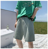 Mid-waist Blue Denim Shorts