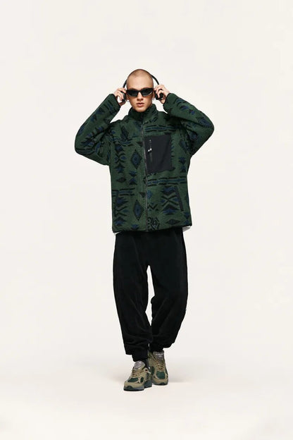 Ethnic Printing Sherpa Jacket
