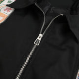 Graphic Printed Rib Sleeve Zip-up Oversized Jacket