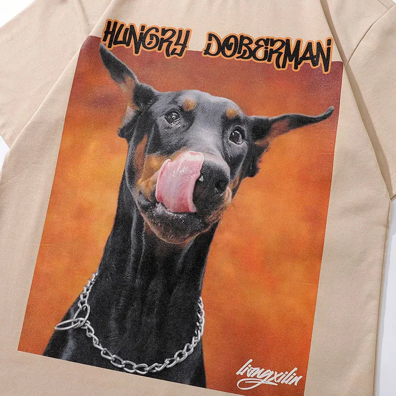 Graphic Doberman Dog Printed Oversized T-Shirt