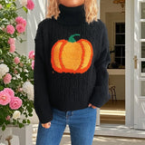 Cozy Halloween Pumpkin Embroidered Sweater