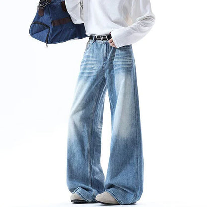 High-Quality Gradient Washed Straight Tube Jeans