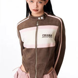 Japanese Style Retro Contrasting Color Casual Jacket