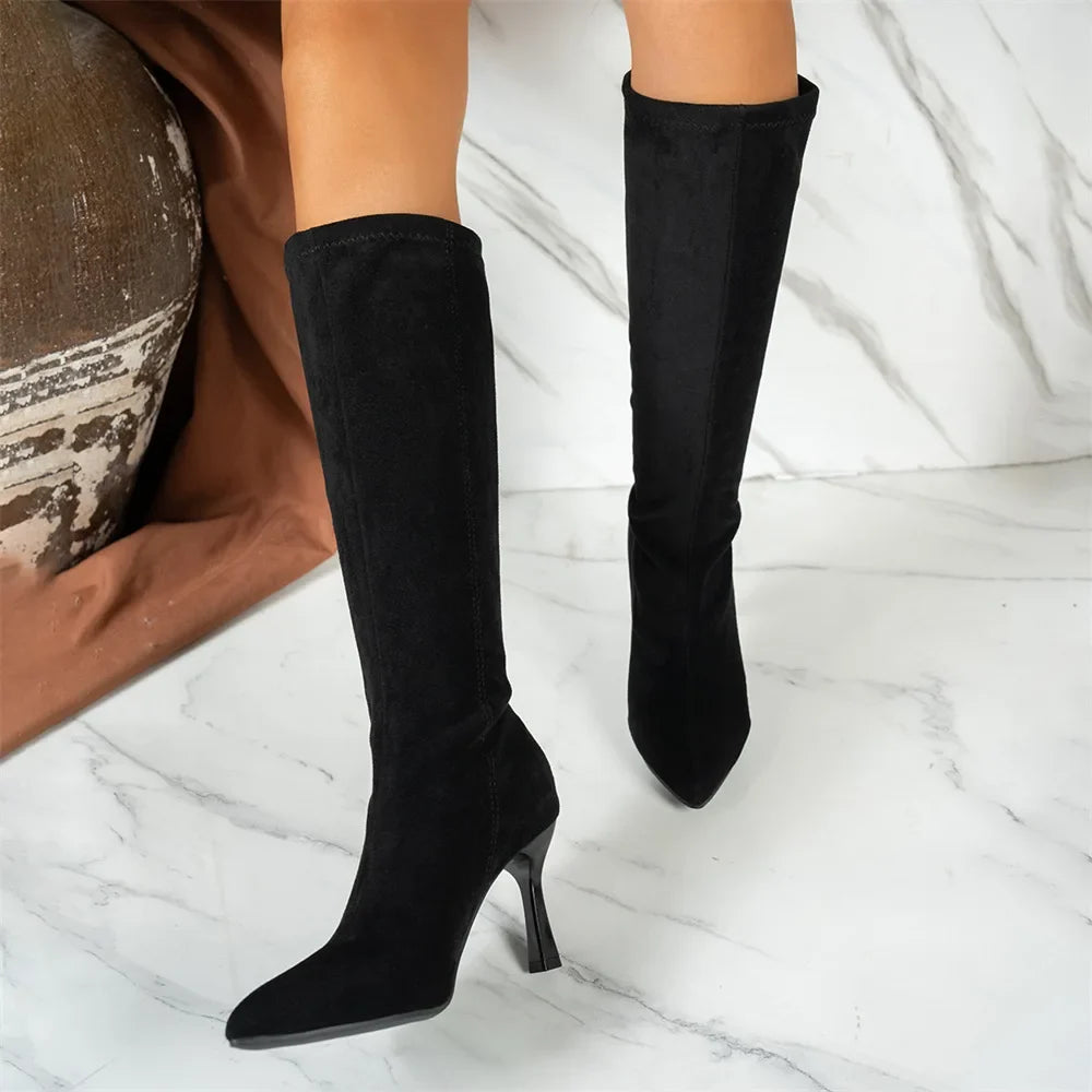 Elegant Toe Stretch Thin High Heels Boots