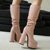 Minimalist Pointed Toe Square High Heels Boots