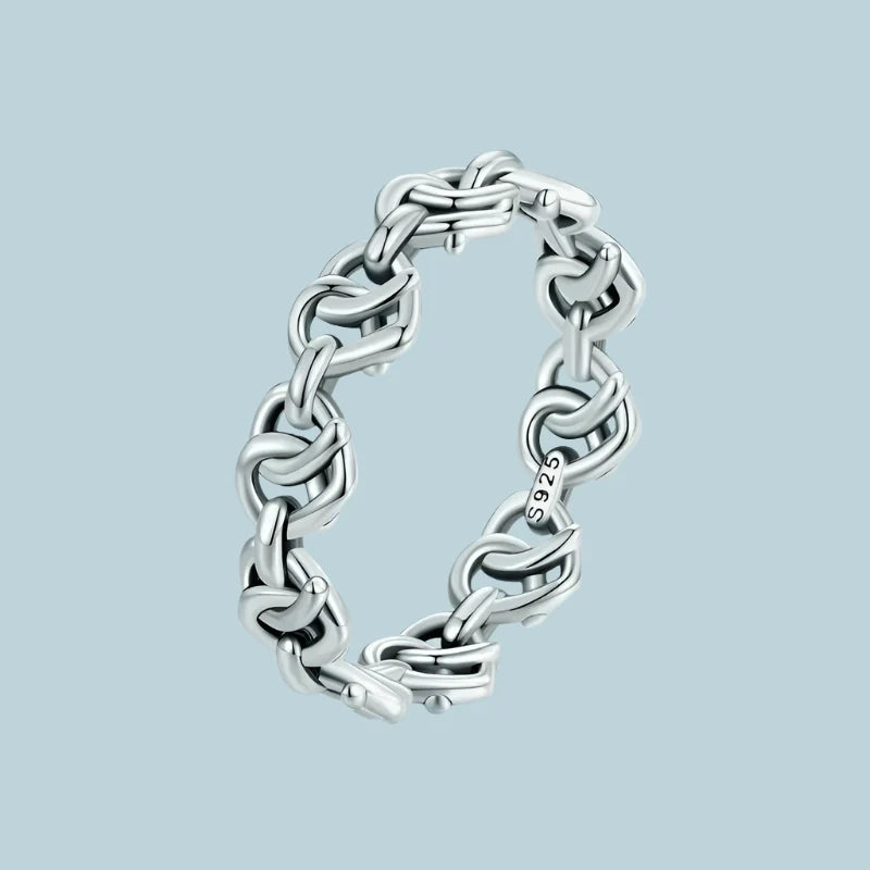 Interlocked Heart Chain Platinum Ring