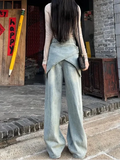 Y2K Cool Vintage Patchwork Blue Baggy Jeans