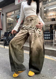 Cowboy Style Printing Wide Fit Denim Jeans