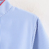 Breathable Striped Love Patch Zipper Shirt