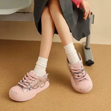 Women Pink Chain Smiling Canvas Sneaker