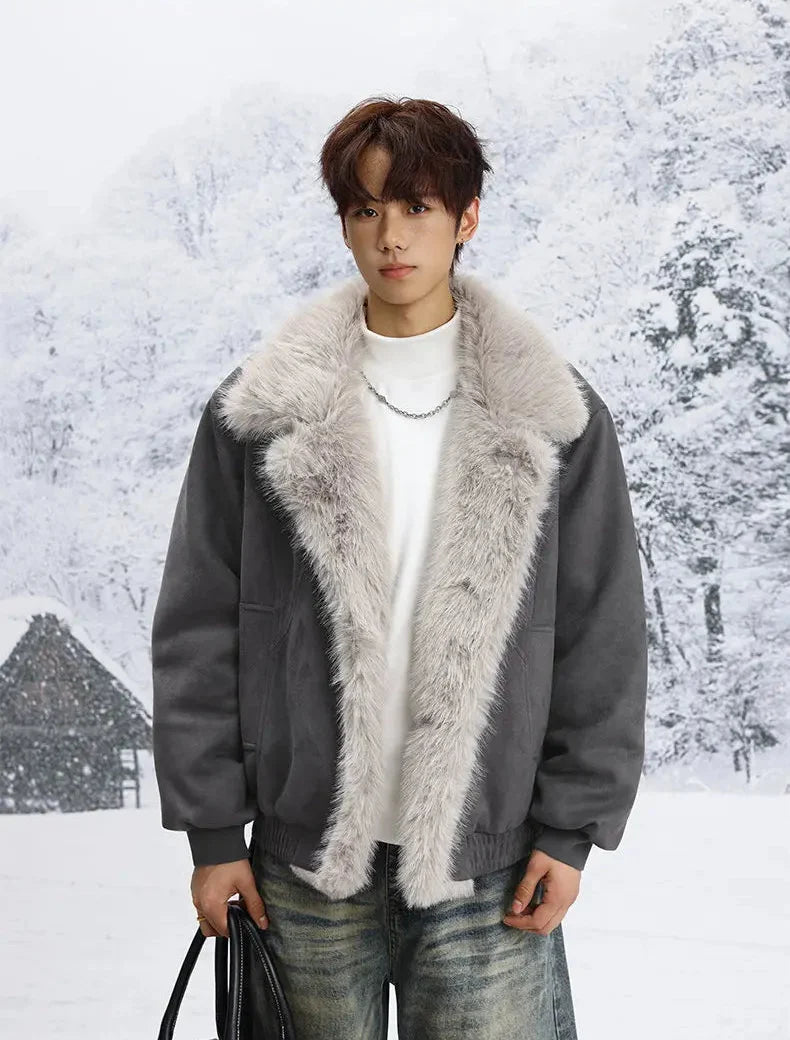 Stylish Single Breasted Loose Faux Fur Jacket
