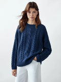 Women Classic Blue Ethereal Striped Sweater