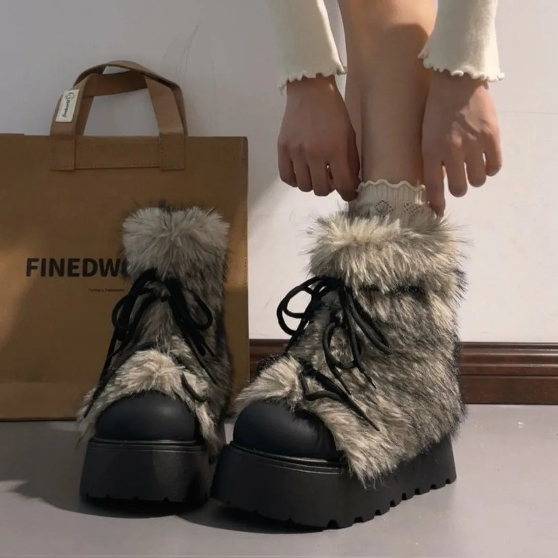 Winter Retro Trendy Hairy Snow Boot