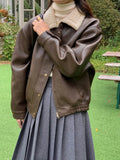 French Retro Motorcycle Faux Leather Jacket