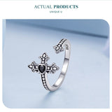 Faith Cross Black Zircon 925 Sterling Silver Ring
