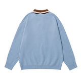 Retro Jacquard Mushroom Embroidery Sweater