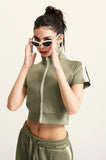Y2k Women's Zip-up Crop Top