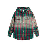 Luxury Plaid Oversized Hooded Blouse Shirt