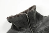 Vintage Distressed Denim Padded Fur Collar Jacket