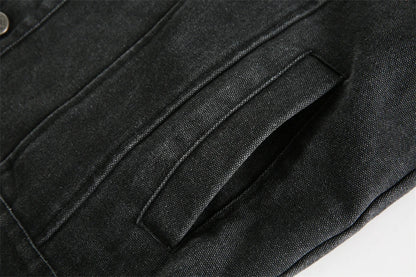 The pockets of the black Y2K Vintage Street Punk Women's Jacket from DAXUEN.