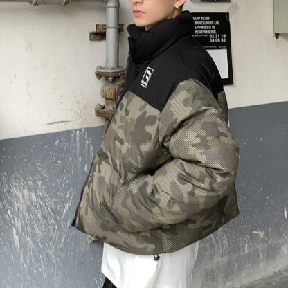 Winter Camouflage Patchwork Cotton Padded Jacket