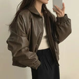 Warm Retro Minimalist Suede Lapel Leather Jacket
