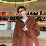 Y2K Stylish Half Zipper Knitted Hooded Sweater