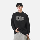 Cozy Winter Letter Print Crew Neck Knitted Sweater
