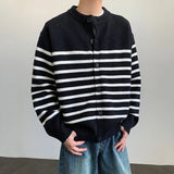 Versatile Striped Single Breasted Knit Cardigan