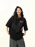 Retro Letter Print Crew Neck T-Shirt