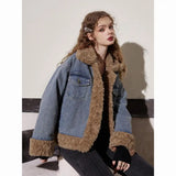 Women Stylish Warm Fleece Cowboy Denim Jacket