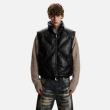 High-Quality Solid Color PU Leather Padded Vest