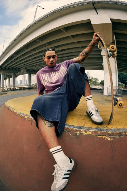 American Streetwear Two Tone Washed Denim Jorts