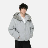 Streetwear Warm Solid Color Fur Hooded Jacket