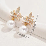 Shiny Crystal Pearl Dangle Earrings