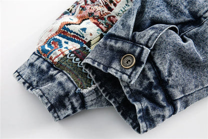 Y2K Thick Winter Patchwork Denim Jacket