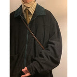 Oversized Patchwork Corduroy Bomber Jacket